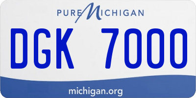 MI license plate DGK7000