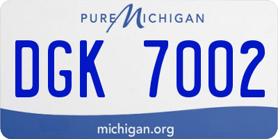 MI license plate DGK7002