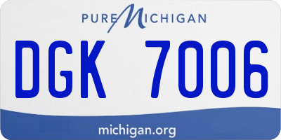 MI license plate DGK7006
