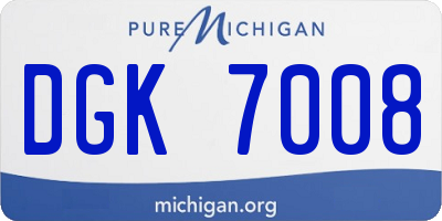 MI license plate DGK7008