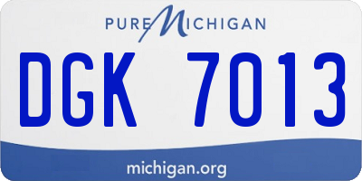 MI license plate DGK7013