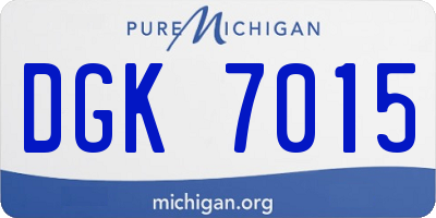 MI license plate DGK7015