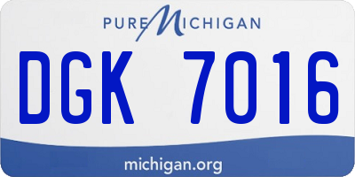 MI license plate DGK7016