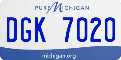 MI license plate DGK7020