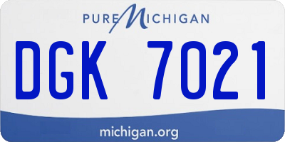 MI license plate DGK7021