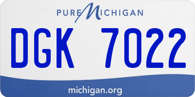 MI license plate DGK7022