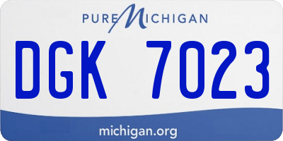 MI license plate DGK7023