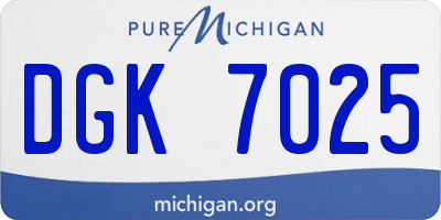 MI license plate DGK7025