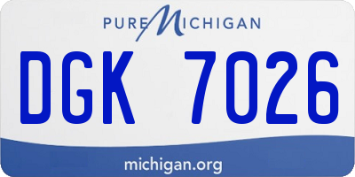 MI license plate DGK7026