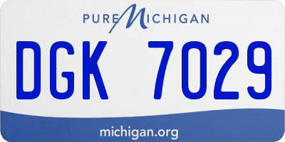 MI license plate DGK7029