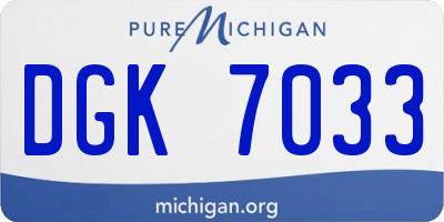 MI license plate DGK7033