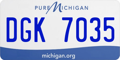 MI license plate DGK7035