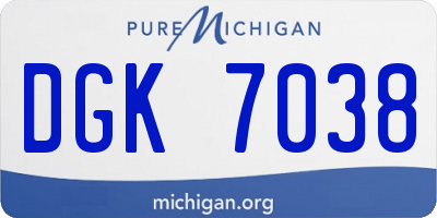MI license plate DGK7038