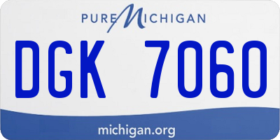 MI license plate DGK7060
