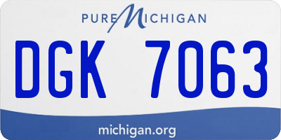 MI license plate DGK7063