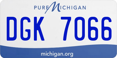 MI license plate DGK7066