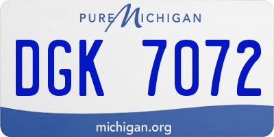 MI license plate DGK7072