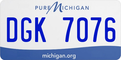 MI license plate DGK7076