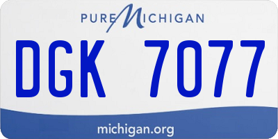 MI license plate DGK7077