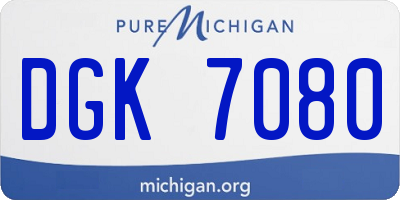 MI license plate DGK7080