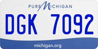 MI license plate DGK7092