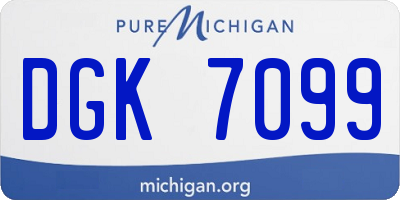 MI license plate DGK7099