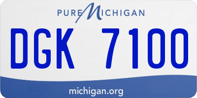 MI license plate DGK7100
