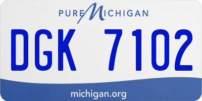 MI license plate DGK7102