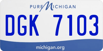 MI license plate DGK7103