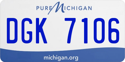 MI license plate DGK7106
