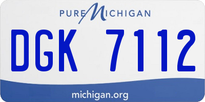 MI license plate DGK7112