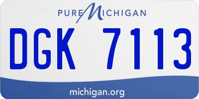 MI license plate DGK7113