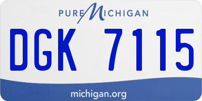MI license plate DGK7115