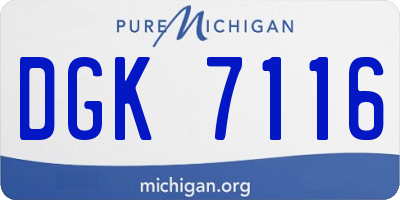 MI license plate DGK7116