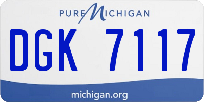 MI license plate DGK7117