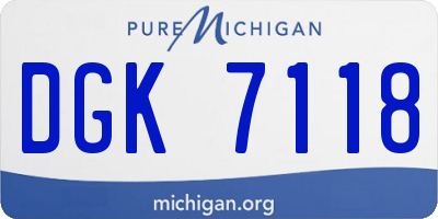 MI license plate DGK7118