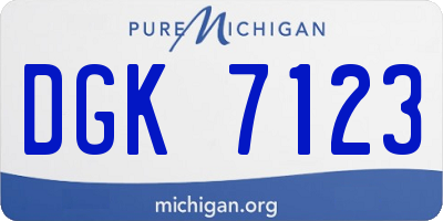 MI license plate DGK7123