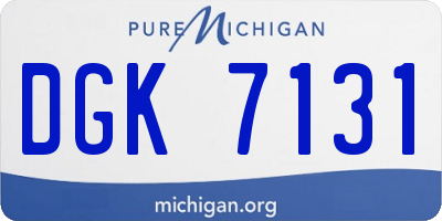 MI license plate DGK7131