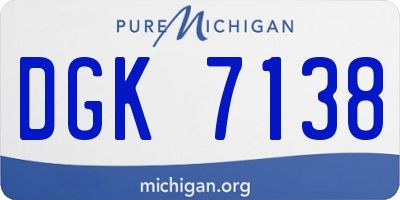 MI license plate DGK7138