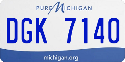 MI license plate DGK7140