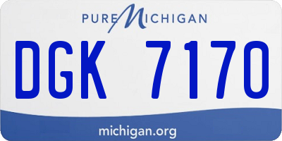 MI license plate DGK7170