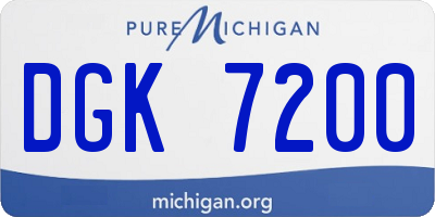 MI license plate DGK7200