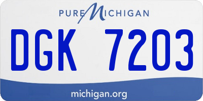 MI license plate DGK7203