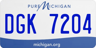 MI license plate DGK7204