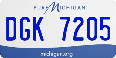 MI license plate DGK7205