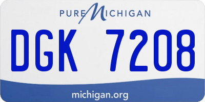 MI license plate DGK7208