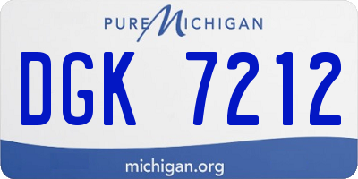 MI license plate DGK7212
