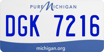 MI license plate DGK7216