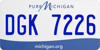 MI license plate DGK7226