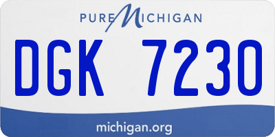 MI license plate DGK7230